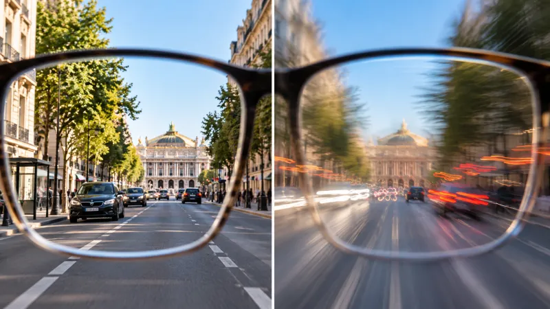 Comment voit un astigmate ? Exemples de vision de loin, de près et la nuit