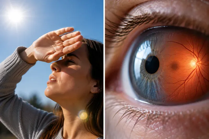 Exposition des yeux au Soleil et représentation d’une atteinte de la rétine après une éclipse