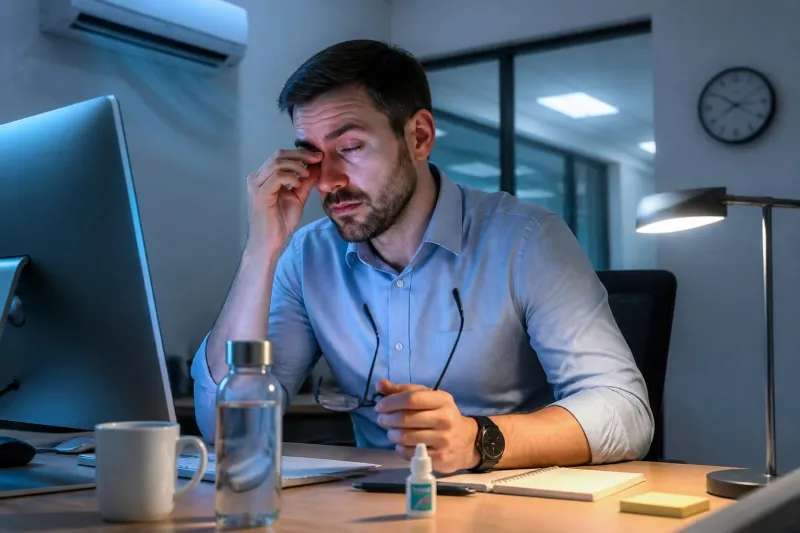 Pourquoi j’ai les yeux secs au bureau : causes et solutions