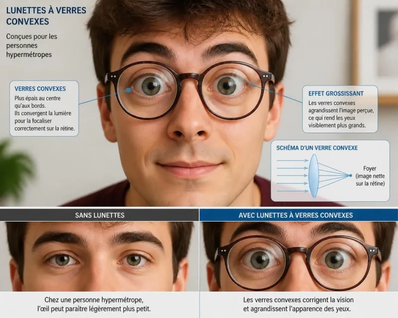 découvrez pourquoi les lunettes pour hypermétropes agrandissent l'apparence des yeux et comment ces verres corrigent la vision en modifiant la perception visuelle.