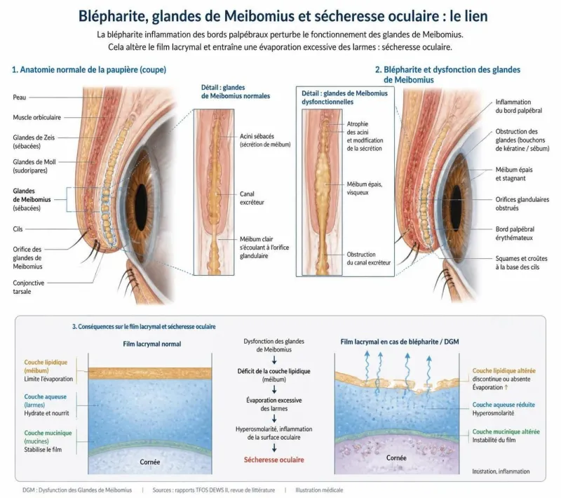 découvrez le lien entre la blépharite et les yeux secs, leurs causes communes, symptômes et conseils pour soulager ces troubles oculaires fréquents.