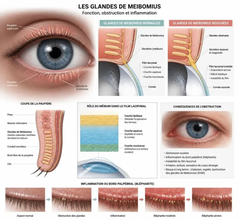 découvrez les symptômes des glandes de meibomius bouchées et apprenez à les reconnaître pour mieux comprendre et traiter ce problème oculaire.
